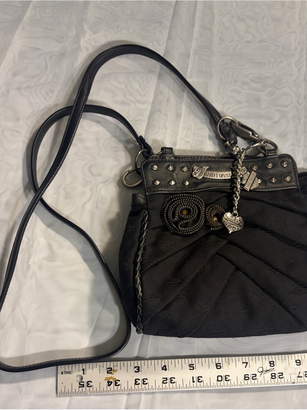 Harley-Davidson Black Quilted Crossbody with Studs & Charms